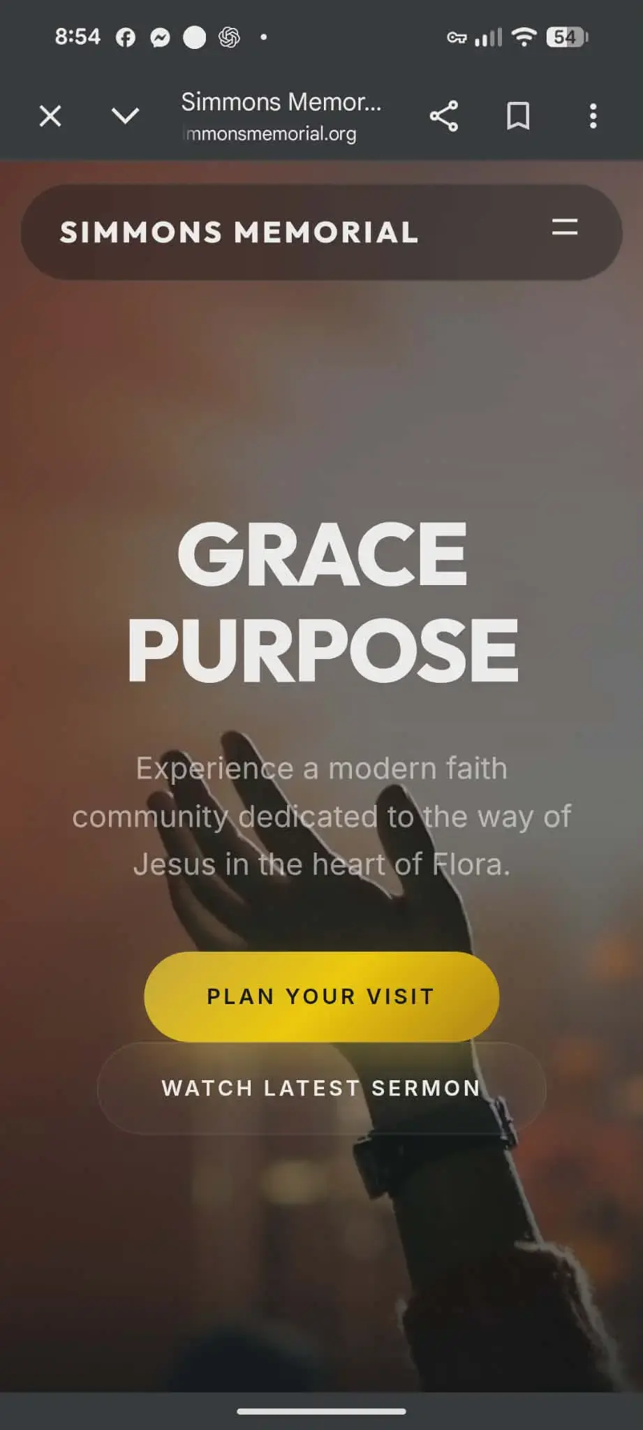 Simmons Memorial Mobile View